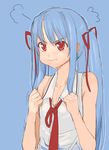  amatsuka_tsurara baby_princess blue_hair clenched_hands hair_ribbon kusaka_souji long_hair necktie red_eyes ribbon solo twintails 