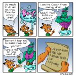  2019 4_panel_comic anthro canid canine comic digital_media_(artwork) english_text fox fur genie male mammal sonicpegasus text 