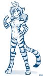  2019 anthro breasts chest_tuft digitigrade edit felid female flora_(twokinds) fur grin hair hand_on_hip keidran mammal monochrome nipples norumgt nude nude_edit pantherine pussy simple_background sketch small_breasts smile solo standing striped_fur stripes tiger tom_fischbach tuft twokinds webcomic white_background 
