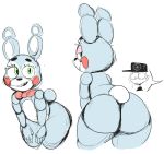  &lt;3 animatronic big_butt bow_tie butt digital_media_(artwork) elchilenito eyebrows eyelashes five_nights_at_freddy&#039;s five_nights_at_freddy&#039;s_2 girly green_eyes lagomorph leporid machine male mammal nude rabbit rear_view robot simple_background solo_focus teasing thick_thighs toy_bonnie_(fnaf) video_games white_background wide_hips 