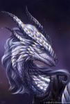  2019 ambiguous_gender digital_media_(artwork) dragon hi_res horn scales scarf simple_background smile white_scales x-celebril-x yellow_eyes 