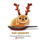  bacon blueberry_(fruit) cryptid-creations food food_creature fruit jackalope lagomorph mammal pan pancake solo 