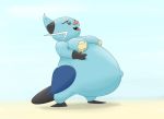  anthro beach breasts dewott fangs female happy hyper hyper_pregnancy kanahu lutrine mammal mustelid navel nintendo nude open_mouth pok&eacute;mon pok&eacute;mon_(species) pregnant sea seaside simple_background smile solo video_games water whiskers 