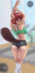  absurd_res anthro anthrofied beaver big_breasts breasts butt clothing eyewear fan_character female glasses gym hi_res invalid_tag legwear mammal rodent socks sweat trentgt 