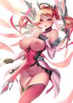  cianyo cleavage dress mercy_(overwatch) nipples overwatch pussy thighhighs uncensored wings 