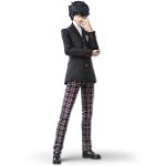  1boy 3d amamiya_ren atlus black_eyes black_hair black_shoes glasses hand_on_elbow long_pants looking_at_viewer male male_focus nintendo official_art pants persona persona_5 plaid plaid_pants pose school_uniform shadow shirt shoes smile super_smash_bros. super_smash_bros._ultimate 