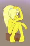  adventure_time anthro blonde_hair breasts bronwyn canid canine cartoon_network female fur hair kamikiller mammal nude sitting 