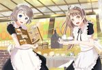  2girls apron coffee cure_maid_cafe grey_hair hinomoto_souya love_live! love_live!_school_idol_project love_live!_sunshine!! maid matching_outfit minami_kotori multiple_girls tea_set watanabe_you wonder_zone 