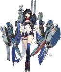  1girl azur_lane bangs black_hair black_skirt blue_eyes blue_footwear blue_legwear blush boots breasts cannon choker cloak crossed_legs earrings expressionless full_body garter_straps georgia_(azur_lane) glaring gloves hair_between_eyes hair_ornament hand_on_hip heterochromia impossible_clothes jewelry large_breasts legs_crossed logo long_hair looking_at_viewer microskirt official_art parted_lips partly_fingerless_gloves rigging rudder_footwear shrug_(clothing) sidelocks single_thighhigh skirt star star_earrings strapless thigh_strap thighhighs thighs transparent_background tubetop turret watson_cross yellow_eyes yoyo2doggness 