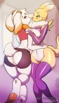  2019 breasts butt clothed clothing digimon digimon_(species) female gloves looking_at_viewer nintendo pok&eacute;mon pok&eacute;mon_(species) pussy renamon scorbunny thick_thighs video_games warmers zoyler 