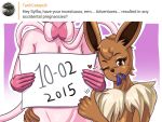  &lt;3 2019 anthro anthrofied ask_blog breasts brown_fur conditional_dnp condom daughter duo eevee eeveelution english_text faceless_female female fur galaxyoron gesture looking_at_viewer mother mother_and_daughter nintendo one_eye_closed parent pok&eacute;mon pok&eacute;mon_(species) ribbons simple_background smile sylveon teeth text thumbs_up tuft video_games wink 