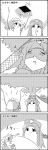  4koma arms_up bow braid comic commentary_request directional_arrow drooling greyscale hair_between_eyes hair_bow hammock hat hat_ribbon highres hong_meiling izayoi_sakuya lifting long_hair lying maid_headdress mob_cap monochrome multiple_hair_bows on_back remilia_scarlet ribbon short_hair sleep_mask sleeping smile star sun sunlight sweatdrop tani_takeshi touhou translation_request trembling twin_braids yukkuri_shiteitte_ne 