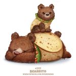  ambiguous_gender brown_eyes burrito cryptid-creations cub duo eyes_closed feral food food_creature humor lettuce mammal pun simple_background sleeping ursid visual_pun white_background young 