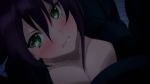  1girl ameno_sagiri_(yuragisou_no_yuuna-san) blush breast_press breasts cleavage green_eyes highres large_breasts purple_hair screencap yuragisou_no_yuuna-san 