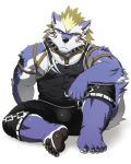  2019 anthro armpit_hair canid canine canis clothed clothing fenrir_(housamo) fur hi_res male mammal muscular muscular_male nipples pecs rossciaco tattoo tokyo_afterschool_summoners video_games wolf 