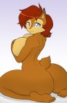  2019 big_breasts big_butt breasts butt chipmunk covering covering_breasts feet female fur ground_squirrel hayakain invalid_tag looking_at_viewer mammal rodent sally_acorn sciurid simple_background smile sonic_(series) 