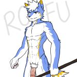  1:1 animal_humanoid barazoku canid canid_humanoid canine canine_humanoid circumcised flaccid flat_colors humanoid inside kagazaki male mammal nude penis pubes rof_rof rofu rofu_artist rofu_kagazaki shaded shorthair solo solo_focus standing wolf_humanoid 