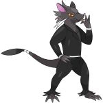  1:1 2019 alpha_channel angry anthro black_fur digital_media_(artwork) facial_hair fak&eacute;mon feet frown fur hand_on_hip hi_res looking_at_viewer male mammal markings musneak pink_nose portrait reallydarkandwindie red_eyes rodent simple_background solo standing stick teeth toes transparent_background tuft video_games white_fur yellow_sclera 