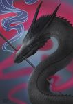  2019 black_scales black_teeth digital_media_(artwork) dragon dschunai feral horn scales solo spines 