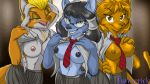  anthro breasts canide female flashing fur fureverick hair hazel_weiss looking_at_viewer mammal nipples nonhi_wabanga raen_hunt school_dress 