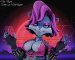  2019 3d_(artwork) backpack big_breasts bracelet breasts canid canine clothing digital_media_(artwork) dj female fox fur gloves jewelry mammal noirnights1 paladins pepper_(paladins) purple_fur ring solo 