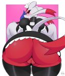  anthro big_butt blush butt clothed clothing female hi_res huge_butt kirbot12 looking_at_viewer looking_back maid_uniform mienshao nintendo peach_pussy plump_labia pok&eacute;mon pok&eacute;mon_(species) pussy rear_view solo thick_thighs uniform video_games wide_hips 
