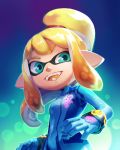  2019 alternate_species animal_humanoid beauty_mark bodysuit breasts cephalopod cephalopod_humanoid clothing crossover fangs female hi_res humanoid inkling marine marine_humanoid mask metroid mollusk mollusk_humanoid nikogeyer nintendo open_mouth pointy_ears ponytail samus_aran skinsuit small_breasts solo splatoon tentacle_hair tentacles tight_clothing video_games zero_suit 