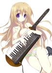  bad_id bad_pixiv_id blonde_hair blue_eyes eyebrows green_panties instrument k-on! keytar kotobuki_tsumugi long_hair panties solo topless tsurusaki_takahiro underwear underwear_only 