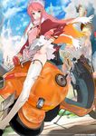  gainaxtop ground_vehicle maeda_hirotaka motor_vehicle nono_(top_wo_nerae_2!) scarf scooter skirt skirt_lift solo thighhighs top_wo_nerae_2! torn_clothes upskirt wind wind_lift 