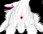  2019 absurd_res ambiguous_gender anatomically_correct animal_genitalia black_background blush butt claws cloaca digital_media_(artwork) dinosaur dromaeosaurid feathered_dinosaur feathers feral gaping gaping_cloaca hi_res looking_at_viewer looking_back nude open_mouth pink_cloaca pink_eyes pink_tongue presenting presenting_cloaca raised_tail rear_view reptile scalie simple_background solo spreading teeth theropod tongue velociraptor white_body white_feathers wings zw3 
