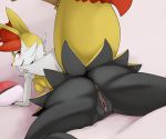  2019 anus areola big_butt blush braixen breasts butt female half-closed_eyes hi_res looking_at_viewer looking_back nintendo nipples open_mouth open_smile pok&eacute;mon pok&eacute;mon_(species) pussy san_ruishin smile solo spread_legs spreading thick_thighs video_games 