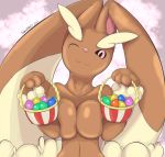  absurd_res basket big_breasts breasts easter egg female hi_res holidays lopunny lumihanta nintendo one_eye_closed pok&eacute;mon pok&eacute;mon_(species) simple_background solo video_games wink 