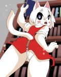  anthro book clothing domestic_cat felid feline felis female invalid_tag mammal oumseven panties panty_shot solo underwear 