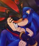  2019 anthro blush bracelet eyes_closed featureless_crotch hi_res jewelry kissing male male/male mammal nowykowski7 ring shadow_the_hedgehog sonic_(series) sonic_the_hedgehog 