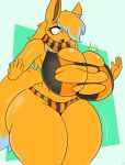  2019 5_fingers abstract_background anthro big_breasts blonde_hair breasts brix_(brixbunny) canid clothed clothing digital_media_(artwork) eevee female front_view fur hair hair_over_eye hi_res huge_breasts kirbot12 long_hair mammal motion_lines nintendo open_mouth panties pok&eacute;mon pok&eacute;mon_(species) scarf solo standing thick_thighs underwear video_games voluptuous wardrobe_malfunction wide_hips yellow_eyes yellow_fur yellow_tail 