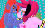  3d_(artwork) absurd_res blue_skin breasts deltarune digital_media_(artwork) eye_patch eyewear female female/female hair hi_res humanoid lamp nipples nude open_mouth pink_hair red_hair reptile scalie seductive sharp_teeth smile susie_(deltarune) teeth thenaysayer34 tongue undertale undyne video_games yellow_eyes 