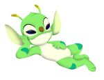  2019 alien alpha_channel amegared antennae arm_markings blue_eyes bonnie_(lilo_and_stitch) brown_nose dipstick_antennae disney experiment_(species) eyelashes fangs female fur green_fur hand_on_stomach head_tuft leg_markings lilo_and_stitch markings pose simple_background solo transparent_background tuft 
