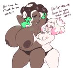  2girls areolae breasts dark_skin huge_breasts iida_(splatoon) medium_breasts multiple_girls nintendo nipples splatoon splatoon_(series) splatoon_2 