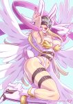  angewomon animal_ears ass blonde_hair boots breasts bunny_ears cleavage digimon high_heel_boots high_heels kajin_(kajinman) lips 