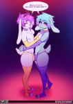  anthro bulge cervid clothed clothing crossdressing dialogue duo english_text eyewear girly glasses hi_res lagomorph legwear leporid male male/male mammal panties rabbit rubber standing take_your_pick text thigh_highs tight_clothing tongue tongue_out tsudamaku underwear 