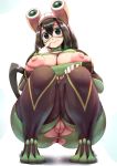  amphibian amphibian_humanoid amphibious animal_humanoid asui_tsuyu big_breasts big_eyes big_nipples breasts butt dripping frog_humanoid hi_res humanoid looking_at_viewer my_hero_academia nipples pussy solo spindles 