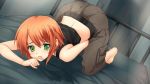  1girl anett_hosenfeld barefoot bed carnelian cg_art feet green_eyes masturbation muvluv schwarzesmarken short_hair solo tomboy 