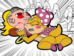  2019 4:3 blonde_hair blush breasts cunnilingus digital_media_(artwork) female female/female goomba goombella hair hi_res jewelry koopa koopaling mario_bros nintendo nipples nude open_mouth oral paper_mario pussy scalie sex thunderfap tongue tongue_out vaginal video_games wendy_o_koopa 