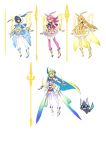  6+girls animalization bangs black_hair blonde_hair breasts brynhildr_(fate) brynhildr_romantia capelet character_sheet cloak cover dress energy_spear energy_wings eyebrows_visible_through_hair fairy fate/grand_order fate/prototype fate/prototype:_fragments_of_blue_and_silver fate_(series) hair_between_eyes hair_over_one_eye head_wings highres hildr_(fate/grand_order) hood hooded_cloak long_hair looking_at_viewer magical_girl medium_breasts miwa_shirou multiple_girls ortlinde_(fate/grand_order) pink_hair polearm precure purple_eyes red_eyes short_hair sigurd_(fate/grand_order) spear tagme thrud_(fate/grand_order) valkyrie_(fate/grand_order) very_long_hair weapon 