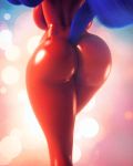  2019 3d_(artwork) animated anthro big_breasts big_butt blue_hair blue_tail breasts butt butt_shot clothing digital_media_(artwork) edit eqamrd equid equine female friendship_is_magic hair horse huge_breasts mammal my_little_pony nude pony rarity_(mlp) rear_view rubber simple_background skinsuit solo thick_thighs tight_clothing walking 
