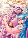  2019 aged_up angel anthro breasts buwaro_elexion cuddling demon duo female fur hair horn jewelry male mammal manpersonguy mrease muscular nude painting_(artwork) purple_fur sleeping slightly_damned smile traditional_media_(artwork) watercolor_(artwork) webcomic 
