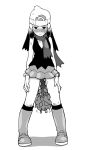  1girl bare_shoulders beanie between_legs blush boots bracelet breasts burmy closed_mouth creatures_(company) female full_body game_freak gen_4_pokemon greyscale hair_ornament hairclip half-closed_eyes hat hikari_(pokemon) jewelry knee_boots kneehighs legs_apart long_hair looking_at_viewer minashirazu miniskirt monochrome nintendo nose_blush poke_ball_symbol poke_ball_theme pokemon pokemon_(creature) pokemon_(game) pokemon_dppt scarf sexually_suggestive shirt simple_background skirt sleeveless sleeveless_shirt small_breasts standing sweat watch white_background wristwatch 