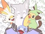  2019 4:3 ambiguous_gender anthro canid canine canis fur grookey hi_res hoegarrden lagomorph male mammal nintendo open_mouth pok&eacute;mon pok&eacute;mon_(species) primate reptile scalie scorbunny smile sobble starter_trio teeth video_games white_fur wolf にぇと 