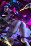  1girl all_fours anus ass bare_shoulders blue_hair blue_skin blush breasts cian_yo claws clitoris_piercing earrings high_heels jewelry lipstick looking_at_viewer looking_back makeup necklace nipples no_bra no_panties open_mouth overwatch piercing ponytail pussy sweat tattoo thigh_tattoo widowmaker_(overwatch) 