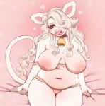  anthro belly big_breasts bovid bovine breasts cattle cream_(jush) female fur hair hi_res jush mammal navel nipples nude overweight simple_background sitting solo voluptuous 